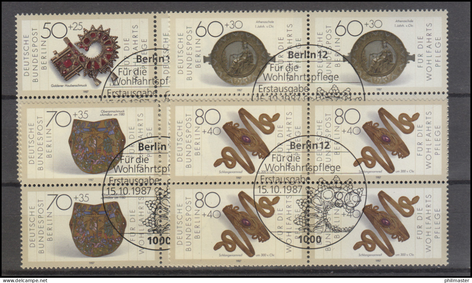 789-792 Gold- Und Silberschmiedekunst 1987: Viererblock-Satz Zentrischen ESSt - Used Stamps