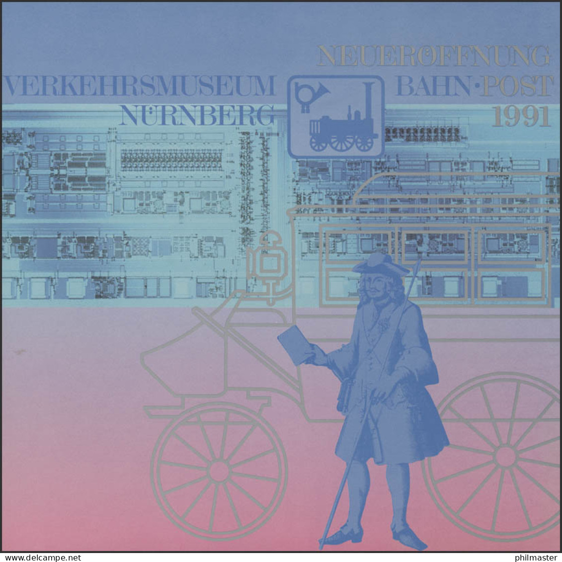 Neueröffnung Verkehrsmuseum Bahnpost Nürnberg Wofa Bund/Berlin 1990, SSt 1991 - Treni