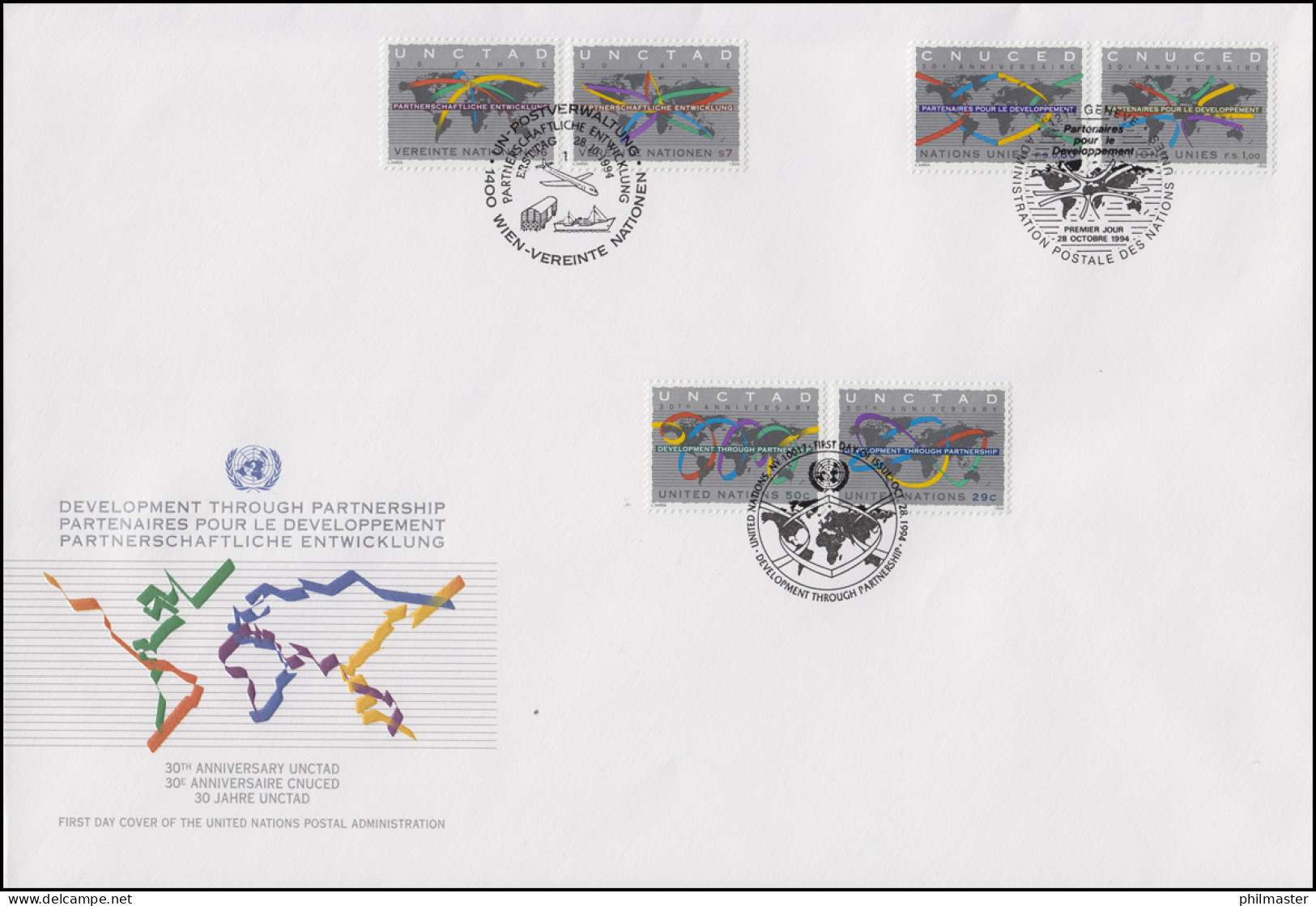 UNO Trio-FDC 17 Handel Und Entwicklung (UNCTAD) 28.10.1994 - Otros & Sin Clasificación