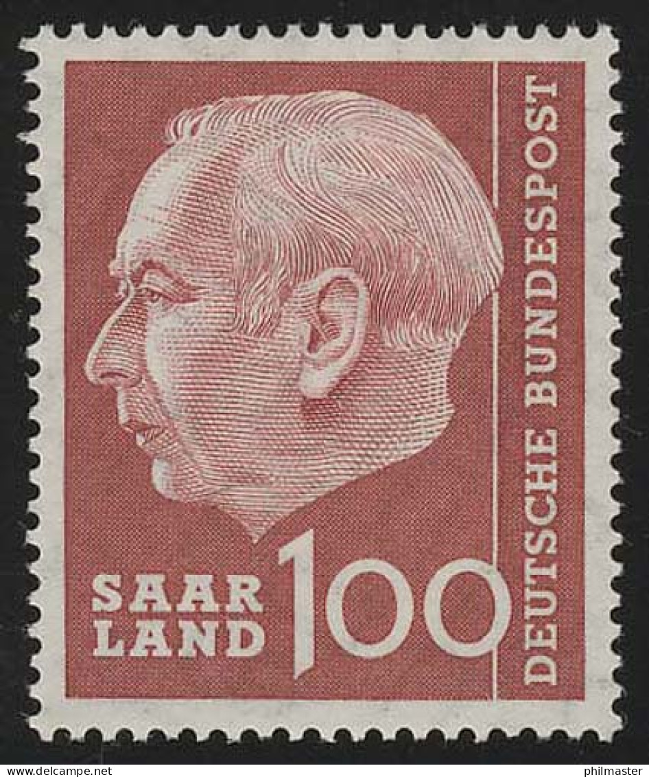 Saarland 398 Heuss 100 (Fr) 1957, ** - Ongebruikt