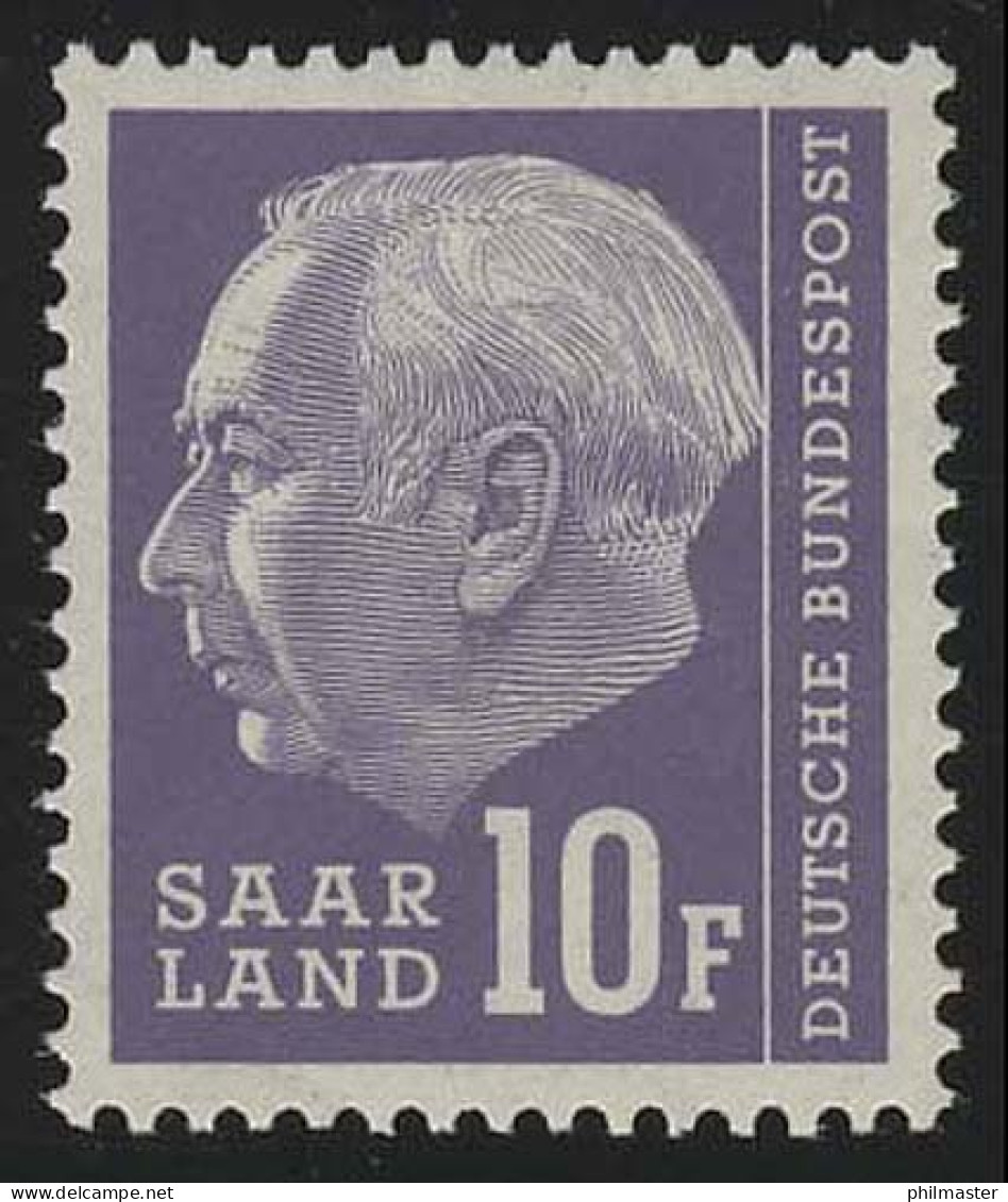 Saarland 413 Heuss 10 Fr 1957, ** - Ongebruikt