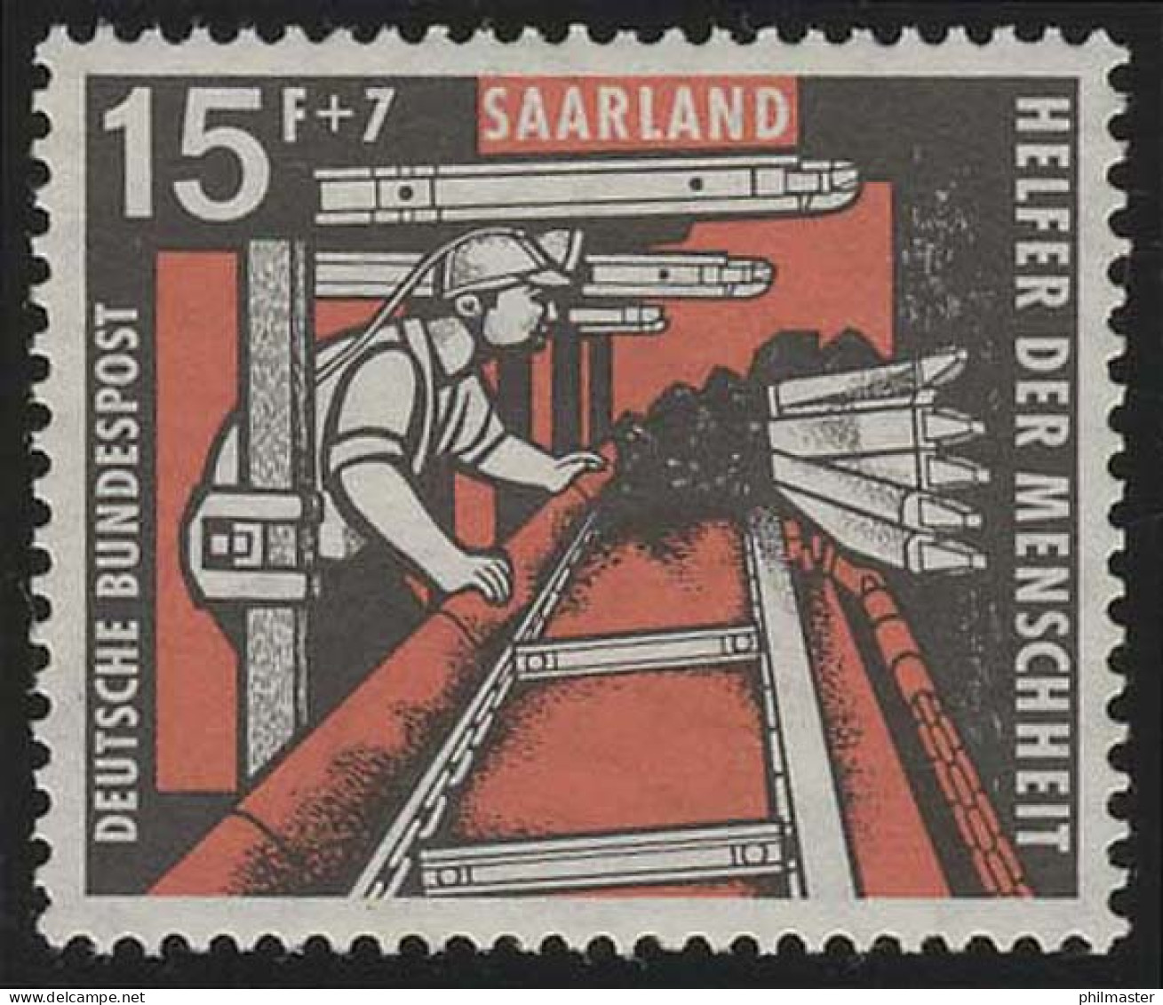 Saarland 406 Wohlfahrt Kohlebergbau 15 Fr 1957, ** - Nuovi