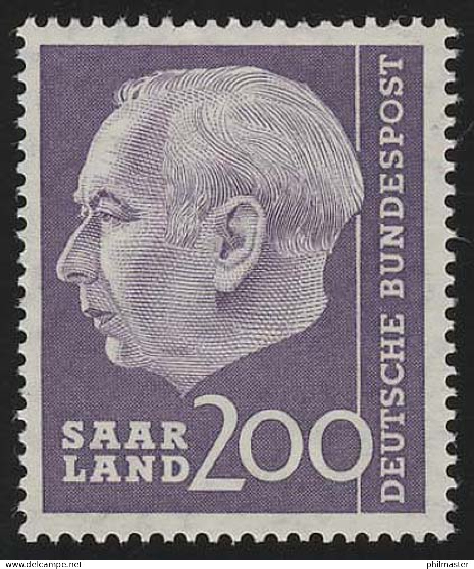 Saarland 399 Heuss 200 (Fr) 1957, ** - Ungebraucht