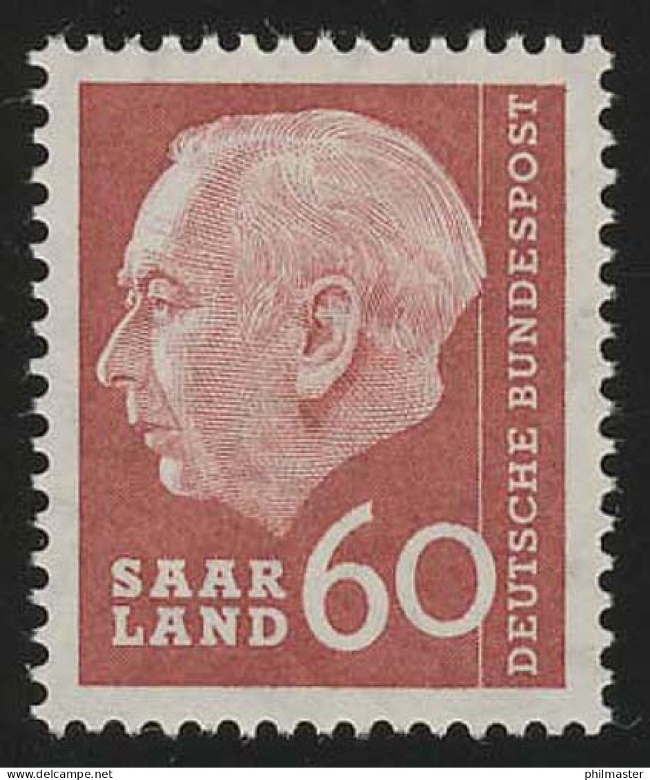 Saarland 394 Heuss 60 (Fr) 1957, ** - Unused Stamps