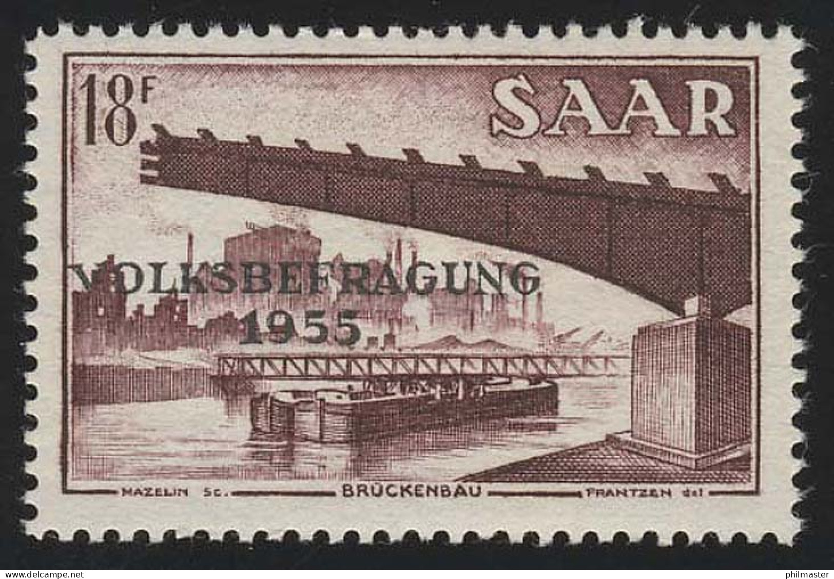 Saarland 363 Volksbefragung 18 Fr 1955,  ** - Unused Stamps
