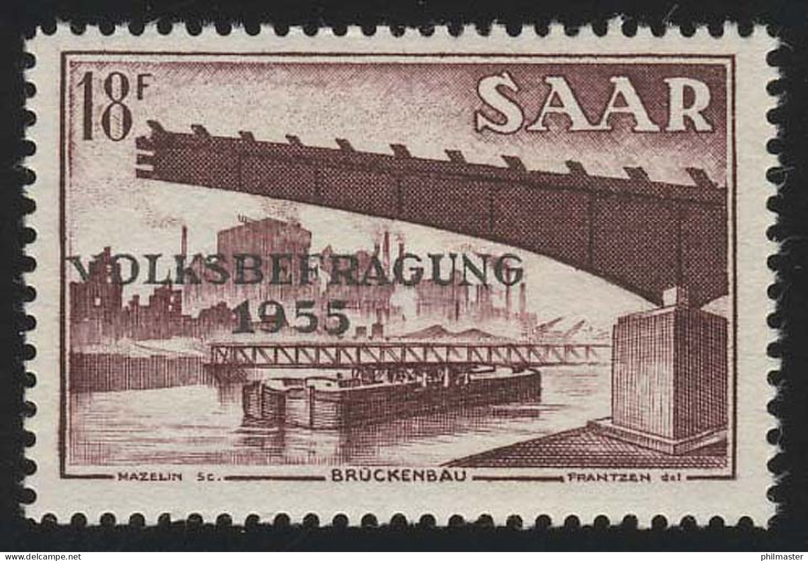 Saarland 363 Volksbefragung 18 Fr 1955,  ** - Ungebraucht