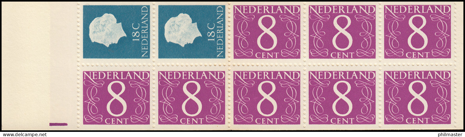 Markenheftchen 3 Königin Juliane / Ziffer, Markierungsstrich 6 Mm, ** - Postzegelboekjes En Roltandingzegels