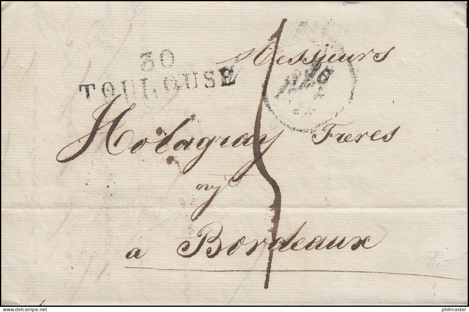 Frankreich Vorphilatelie Brief 30 TOULOUSE 26.9. Nach BORDEAUX 27.9.1828 - Other & Unclassified