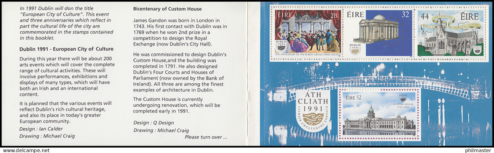 Irland-Markenheftchen 17 Dublin 1991 - Kulturstadt Europas, ** Postfrisch - Cuadernillos
