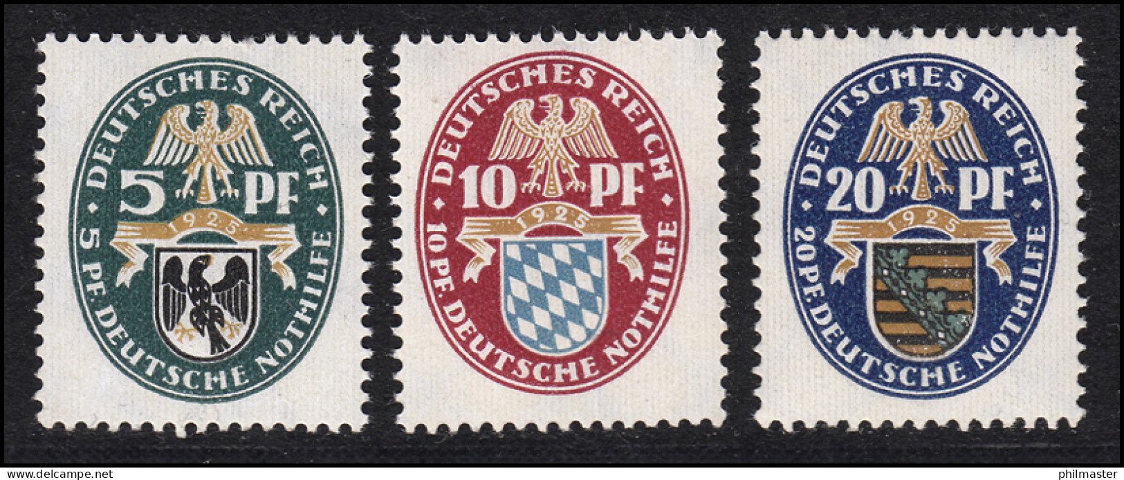 375-377 Nothilfe/Wappen 1925 - Satz Postfrisch ** - Ongebruikt