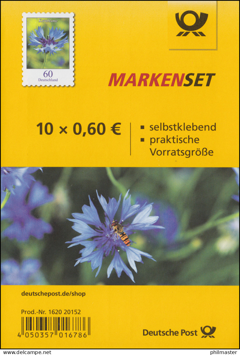 FB 88b Blume Kornblume, Folienblatt Mit 10x 3481, -20152, Postfrisch ** - 2011-2020