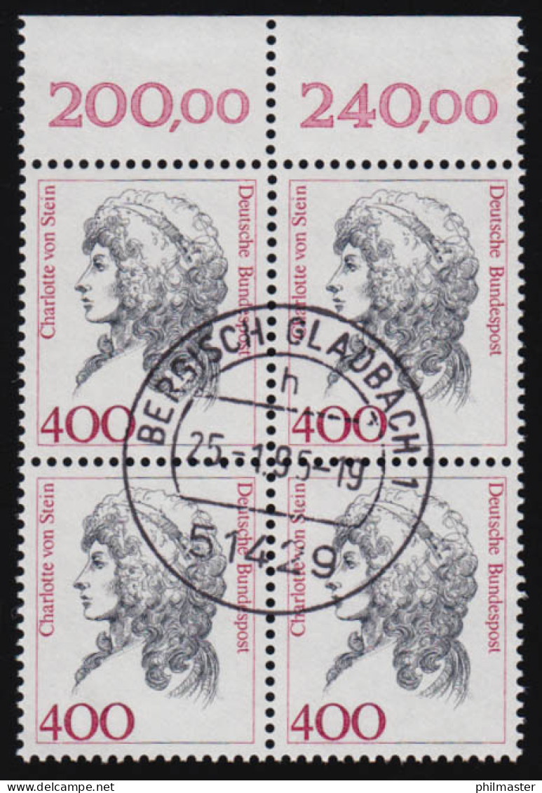 1582 Frauen 400 Pf OR-Viererbl. Tages-O - Gebruikt