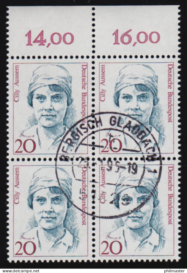 1365 Frauen 20 Pf OR-Viererbl. Tages-O - Used Stamps
