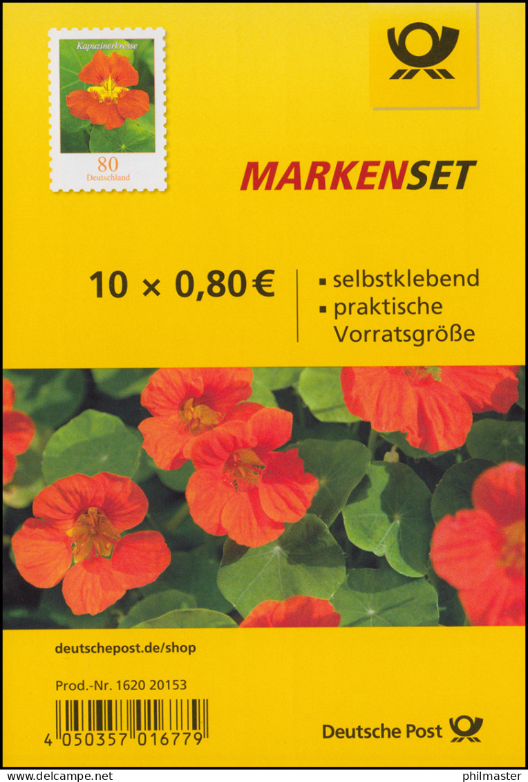 FB 89b Blume Kapuzinerkresse, Folienblatt Mit 10x 3482, - 20153, Postfrisch ** - 2011-2020