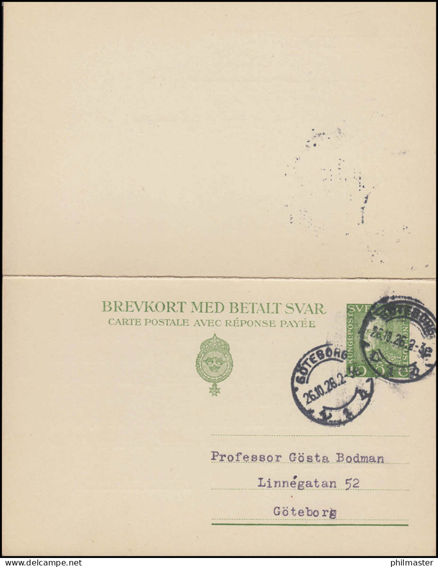 Postkarte P 43 Brevkort König Gustav 10/10 Öre, GÖTEBORG 26.10.1928 - Interi Postali