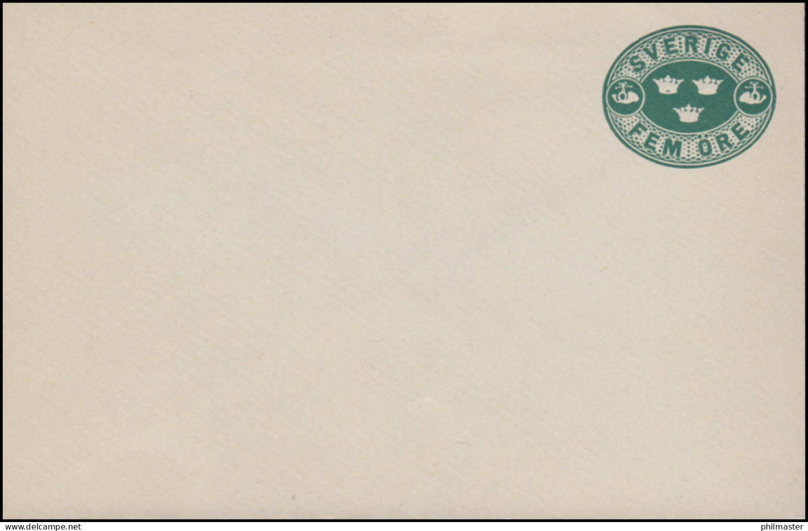 Schweden Umschlag U 7X Drei Kronen 5 Öre Wz.1X Fallende Linien, ** Postfrisch - Postal Stationery