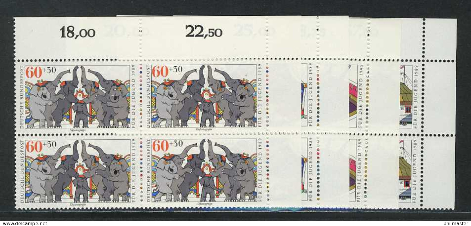 1411-1414 Jugend Zirkus 1989, E-Vbl O.r. Satz ** Postfrisch - Unused Stamps