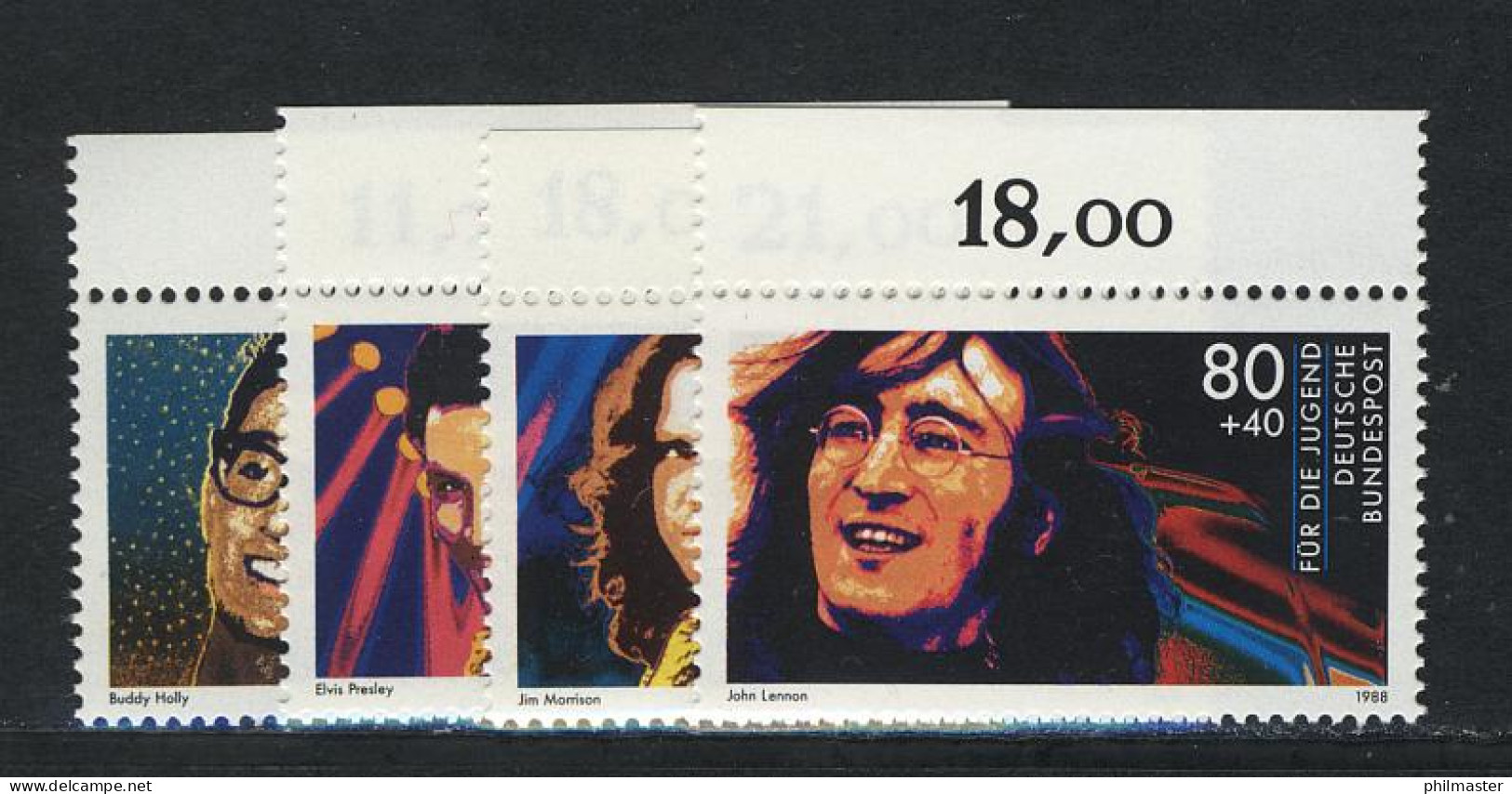 1360-1363 Jugend Rockmusik 1988, Oberrand, Satz ** Postfrisch - Unused Stamps