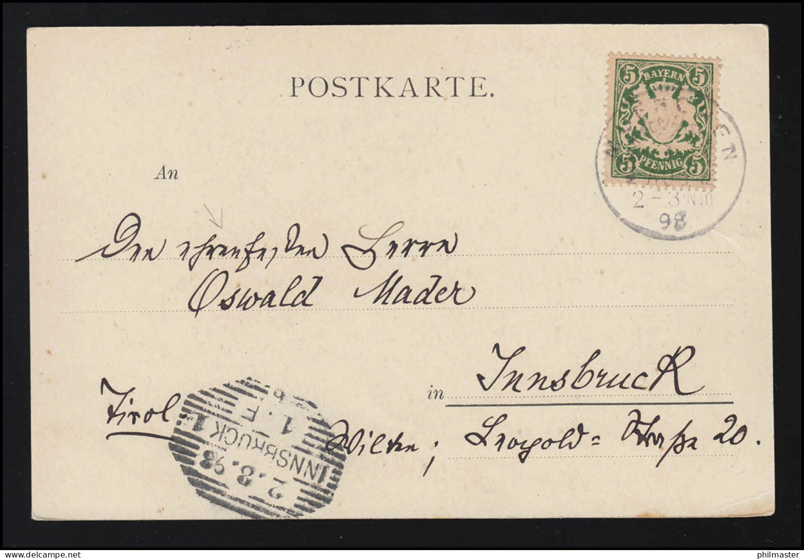 AK Portrait Und Zitat Von K.H. Wolf, MÜNCHEN 1.8.1898 Nach INNSBRUCK 2.8.98  - Partiti Politici & Elezioni