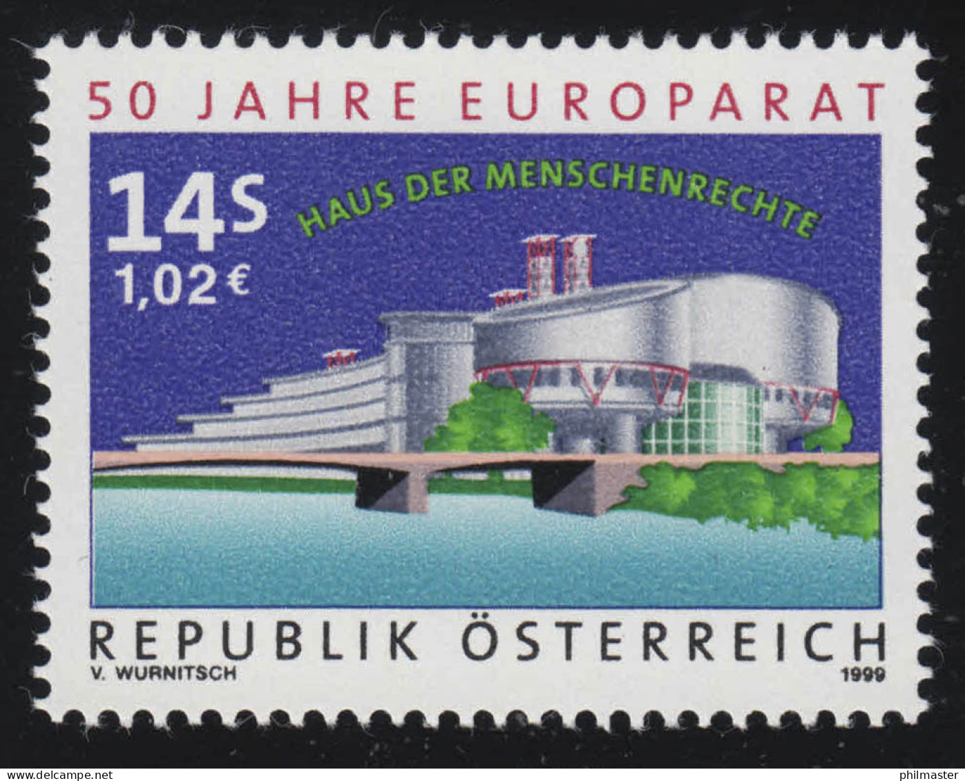 2280 50 Jahre Europarat, Europaratsgebäude Straßburg, 14 S, Postfrisch ** - Unused Stamps