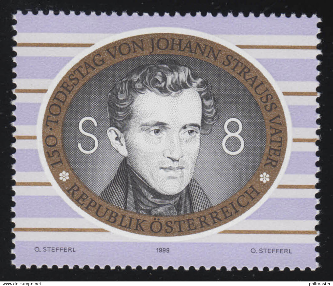 2286 150. Todestag Johann Strauß Vater, Komponist, 8 S, Postfrisch ** - Unused Stamps