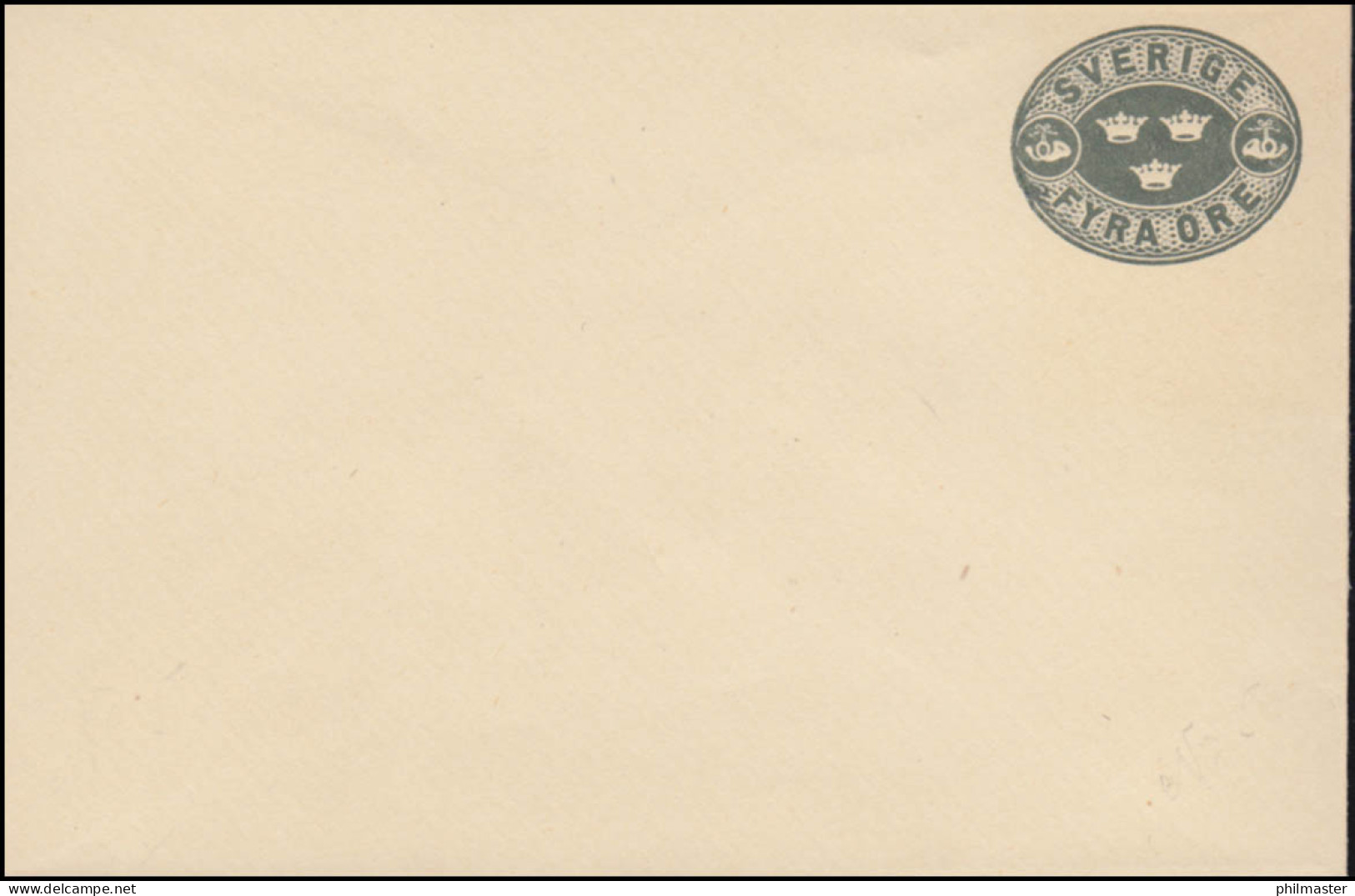 Schweden Umschlag U 8X Drei Kronen 4 Öre Wz.1X Fallende Linien, ** Postfrisch - Postal Stationery