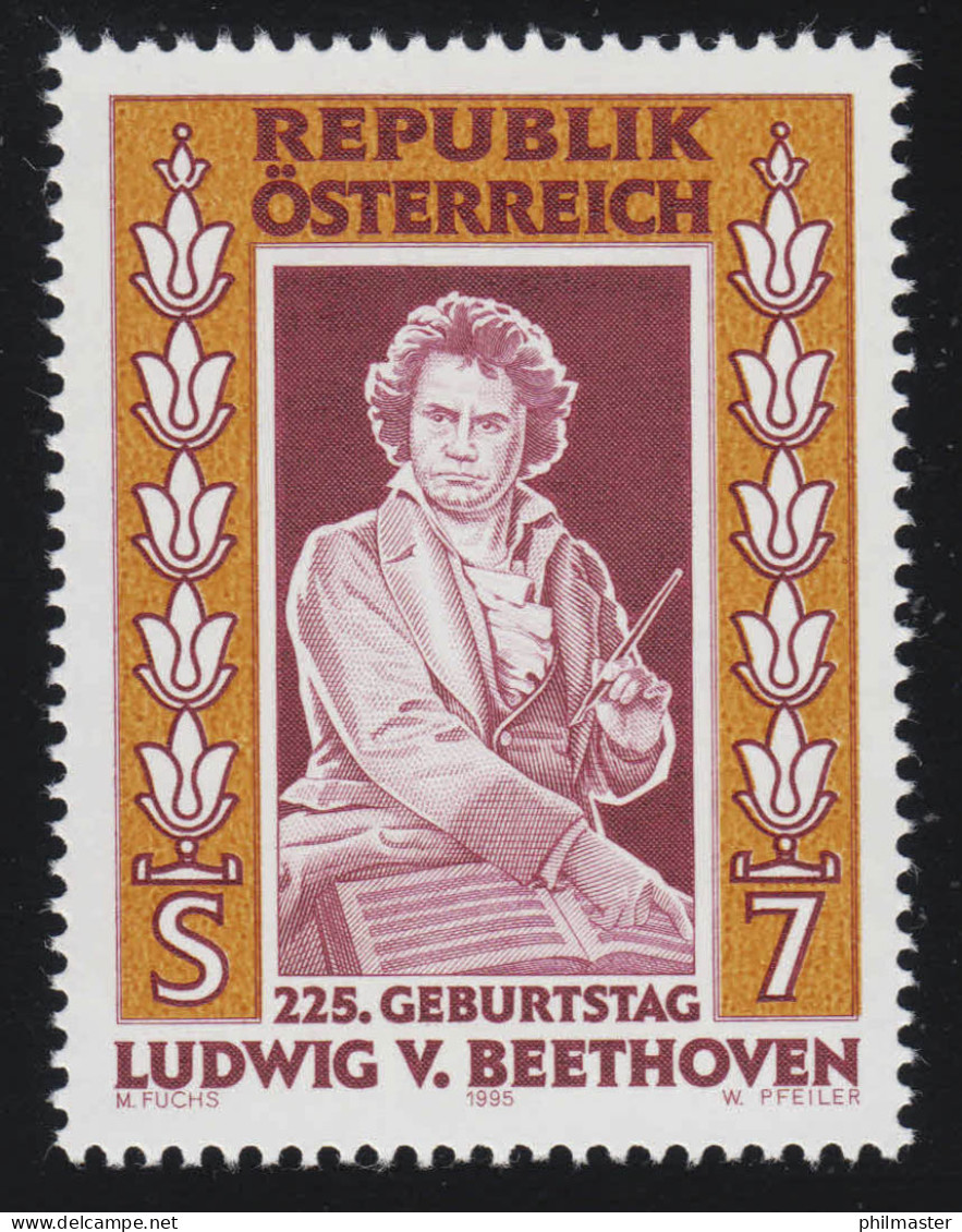 2175 225. Geburtstag Ludwig Van Beethoven, Komponist, 7 S, Postfrisch ** - Unused Stamps