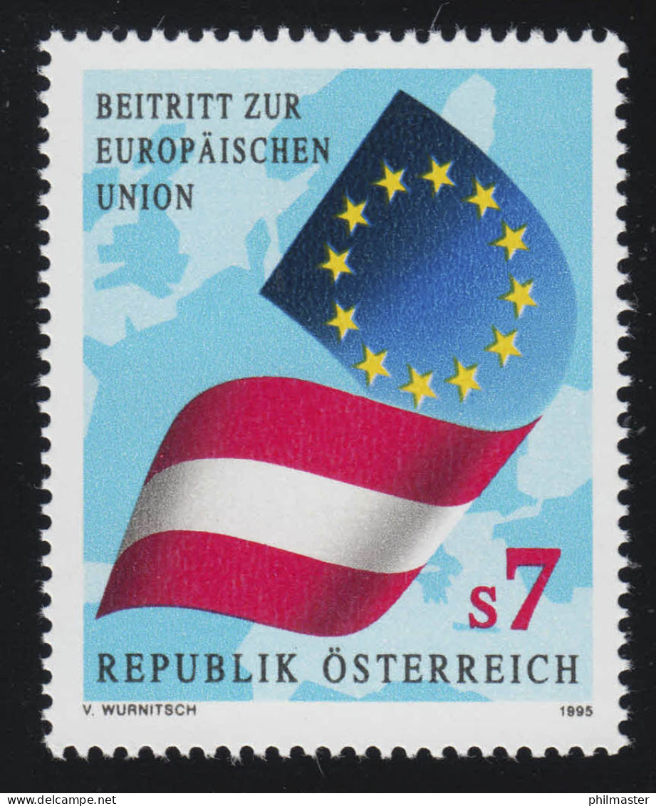 2146 Beitritt Österreichs Zur EU, Flaggen EU & Österreich, Landkarte, 7 S, ** - Unused Stamps