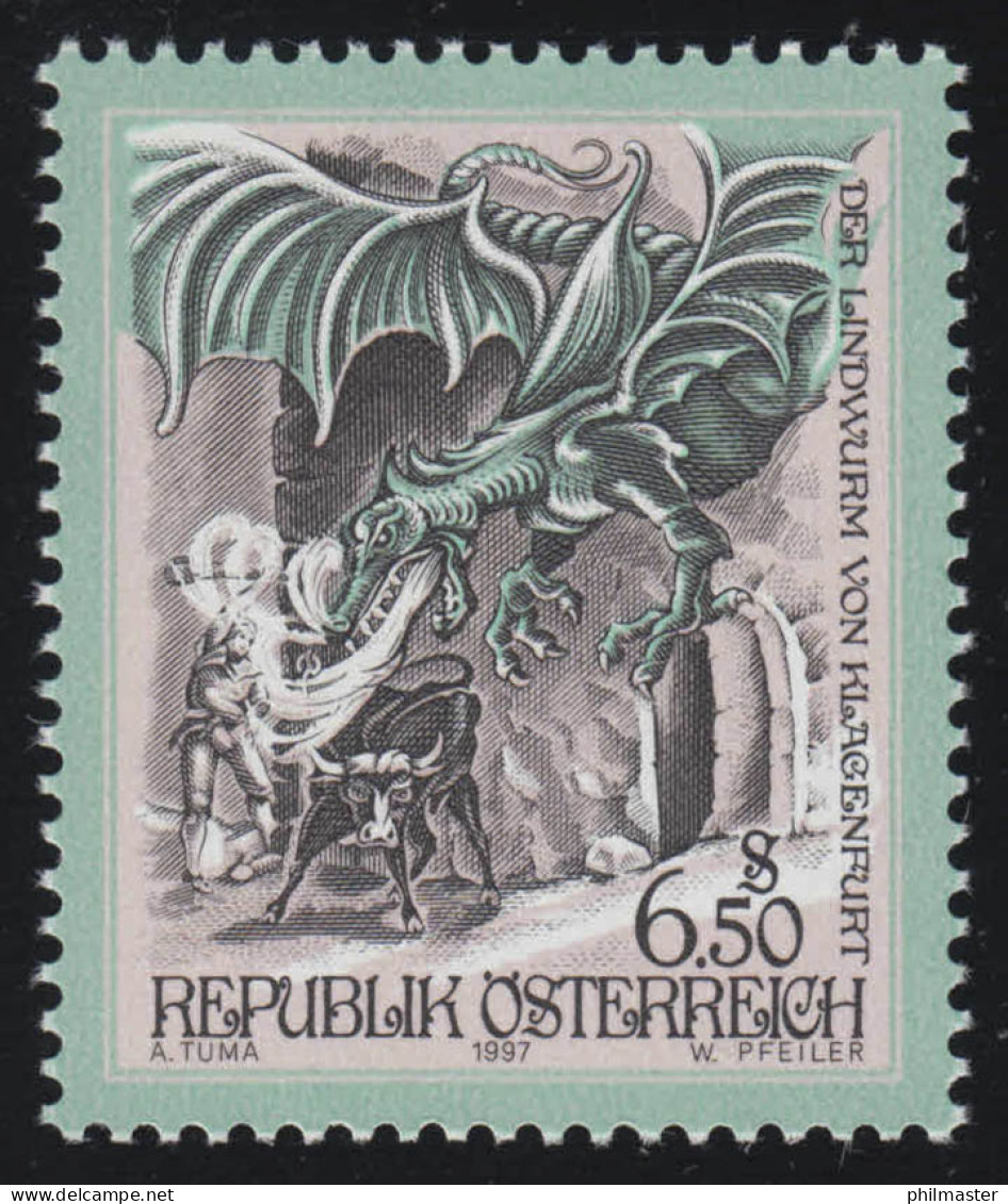 2226 Freimarke: Sagen & Legenden, Szene "Lindwurm V. Klagenfurt" 6.50 S, ** - Unused Stamps