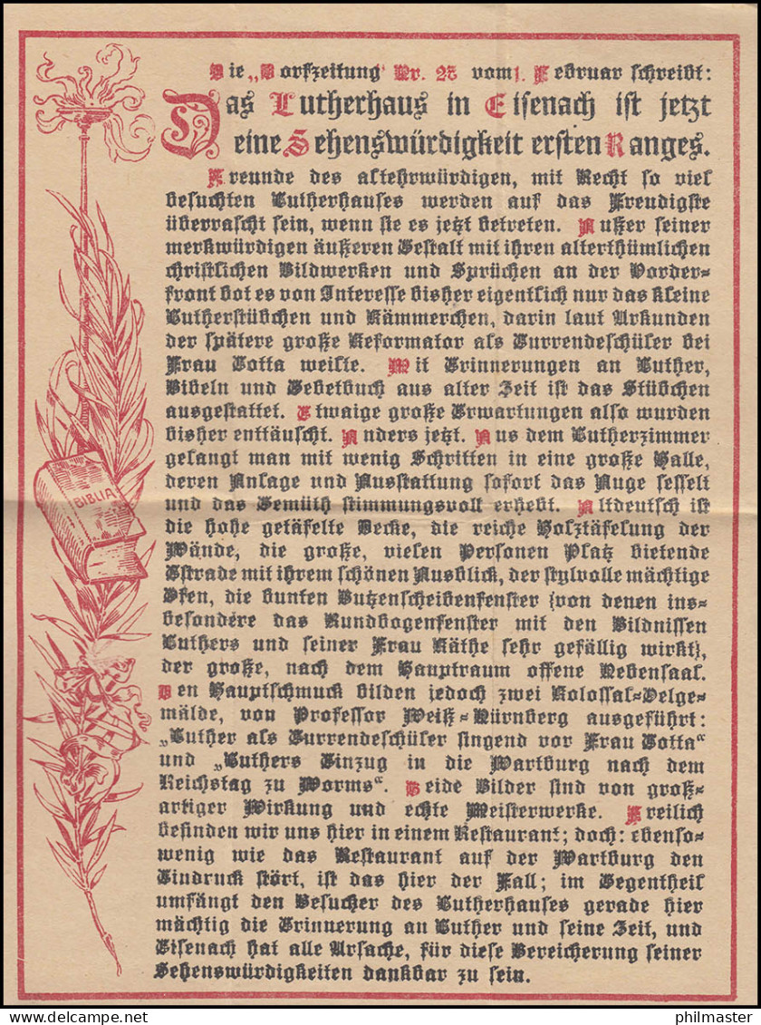 LUTHER Wohnstube Eisenach Stich Radierung Verlag A. Lucas Ungebraucht - Cristianesimo