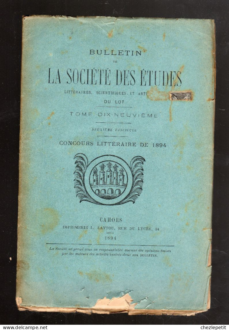 BULLETIN SOCIETE DES ETUDES DU LOT 1894 Concours Litteraire De 1894 Poésies - Midi-Pyrénées