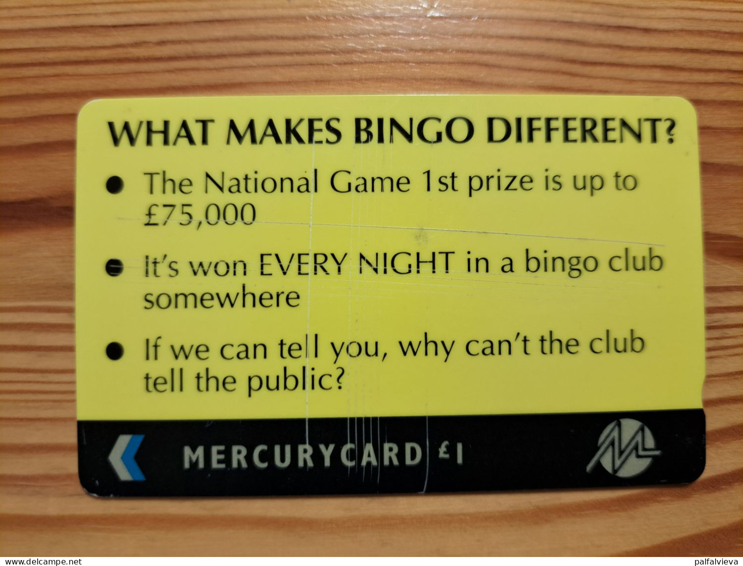 Phonecard United Kingdom, Mercury 49MERD - What Makes Bingo Different? 2.363 Ex. - Mercury Communications & Paytelco