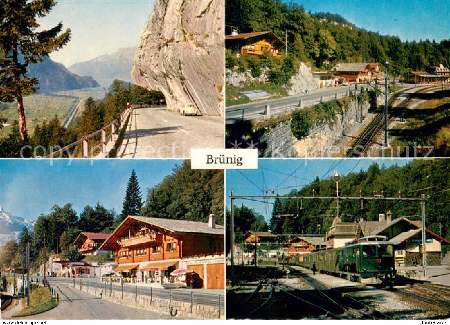 13653751 Bruenig BE Gebirgspass-Strasse Alpen Bahnhof Eisenbahn Teilansicht Brue - Sonstige & Ohne Zuordnung