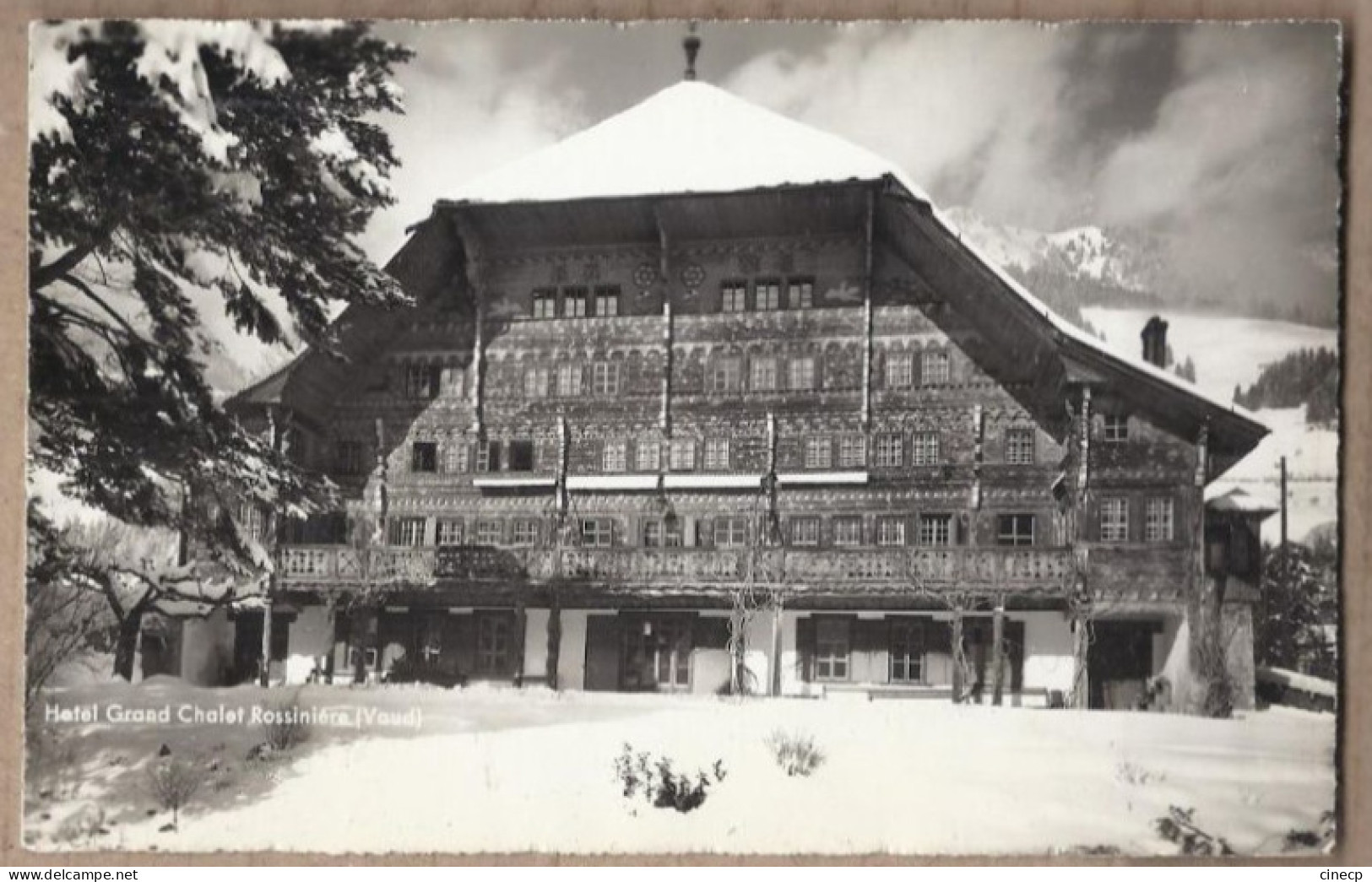 CPSM SUISSE - ROSSINIERE - Rossinière - Hotel Grand Chalet Rossinière - TB PLAN Devanture Etablissement Sous Neige - Rossinière