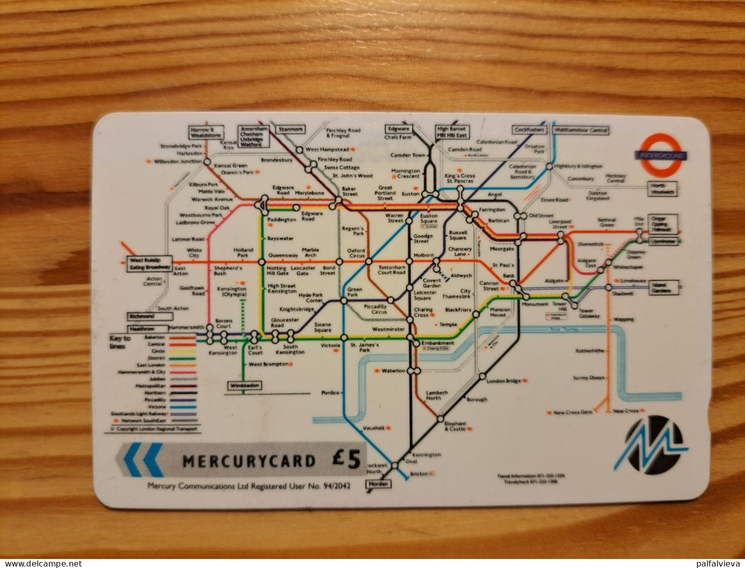 Phonecard United Kingdom, Mercury 50MERF - London Underground Map - Mercury Communications & Paytelco