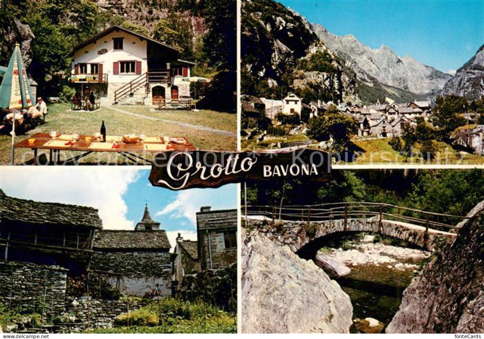 13652290 Sonlerto Val Bavona Grotto Bavona Bergdorf Steinbruecke Bergbach  - Autres & Non Classés