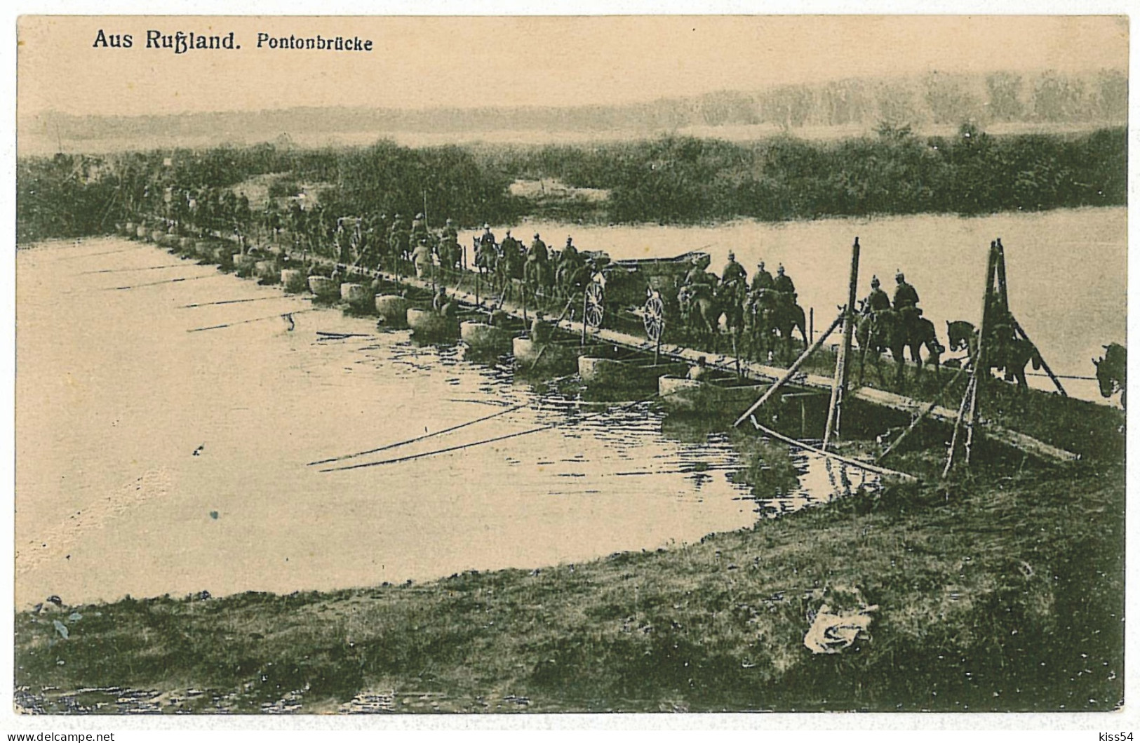RUS 57 - 5061 Russian Army On The Pontoon, Russia - Old Postcard - Used - 1916 - Rusland