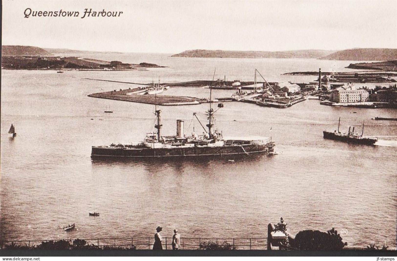 1920. EIRE. Post Card. Queenstown Harbour. Warship. Issued By VALENTINE'S SERIES, Dublin. Queenstown Was R... - JF545536 - Sonstige & Ohne Zuordnung
