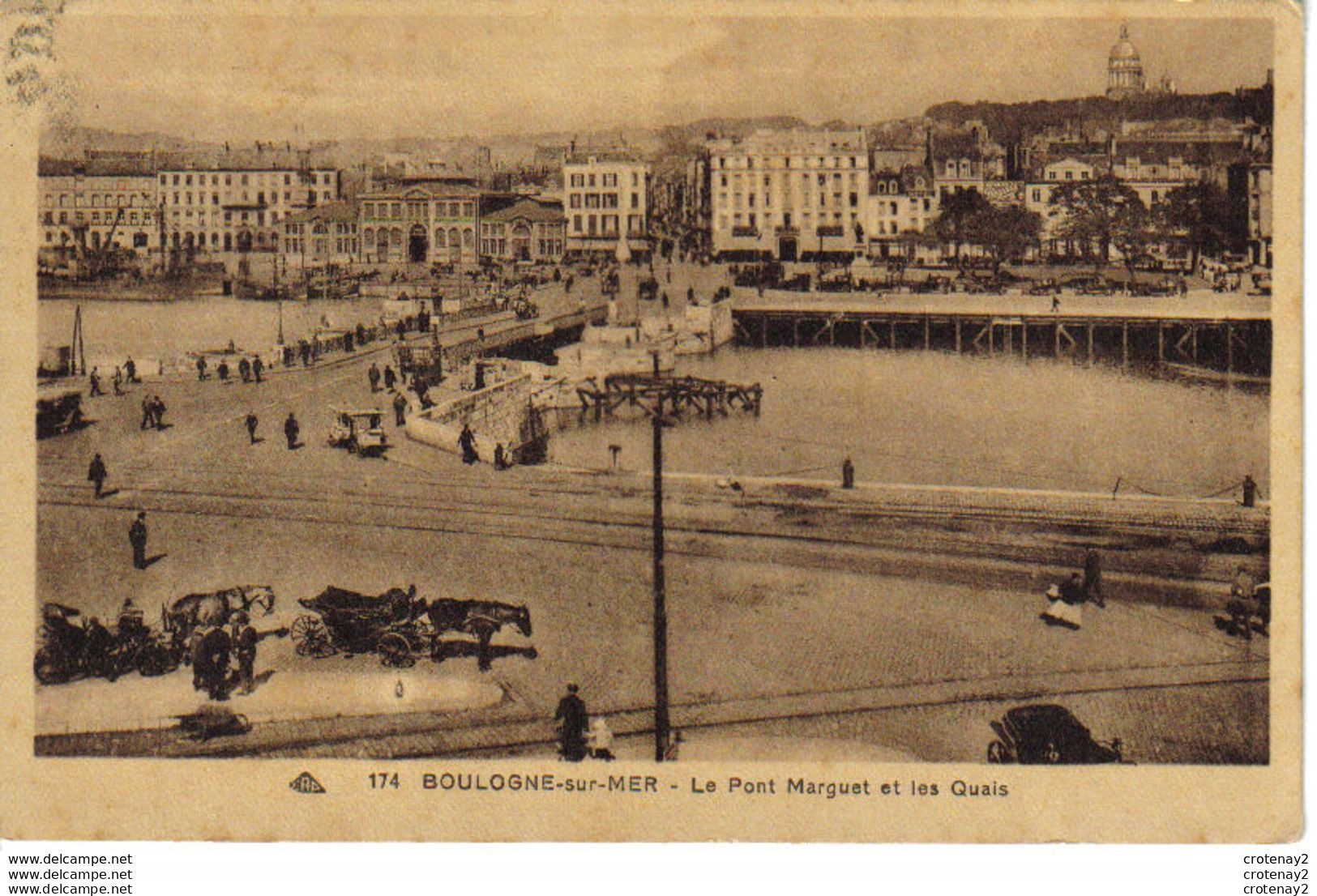 62 BOULOGNE SUR MER N°174 Le Pont Marguet Et Les Quais En 1938 Attelage Chevaux Bateaux Cargo PUB REGALS ? - Boulogne Sur Mer