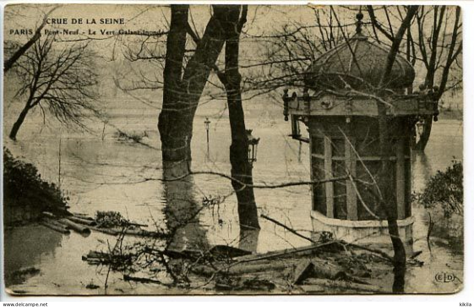 CPA 9 X 14  PARIS Crue De La Seine  Le Pont Neuf  Le Vert Galant Inondé    Inondations - La Crecida Del Sena De 1910