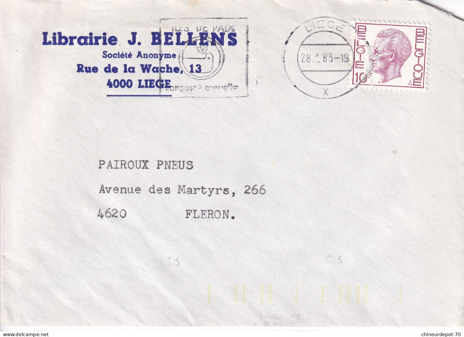 Librairie J.Bellens  Société Anonyme  Liège - Sobres