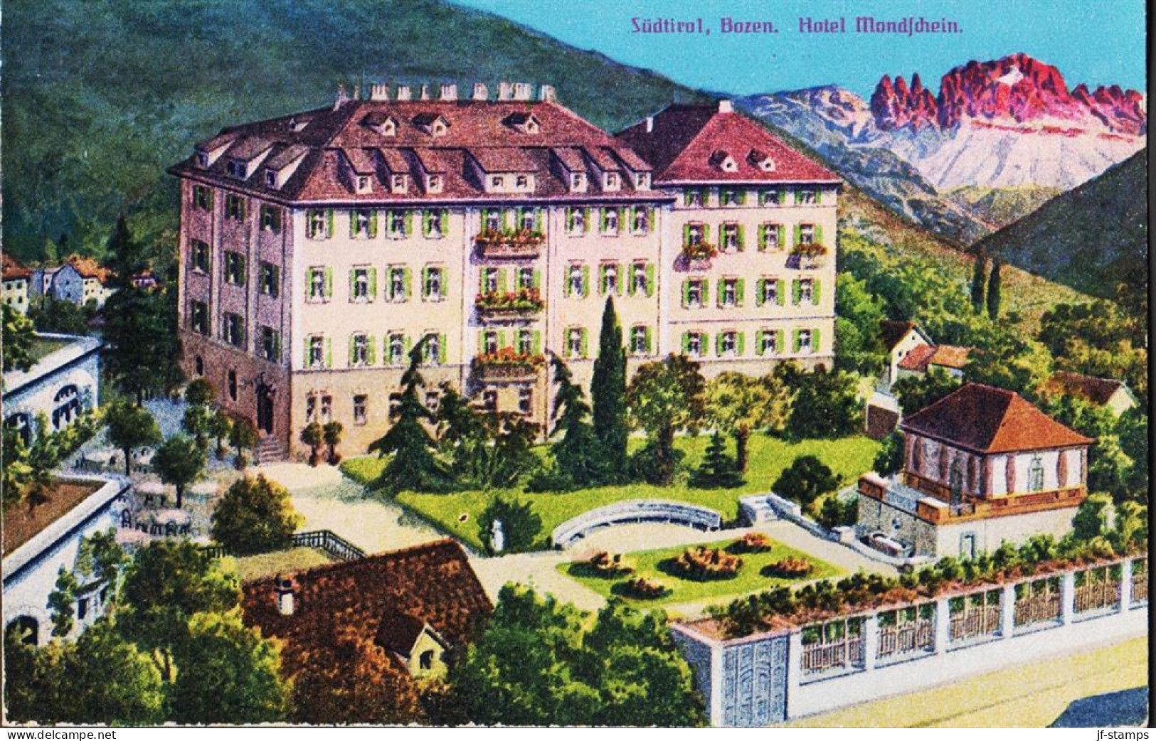 1905. ÖSTERREICH. Südtirol, Bozen. Hotel Mondschein. Reverse Fantastic Advertisement For HOTEL MONDSCHEIN ... - JF545549 - Storia Postale