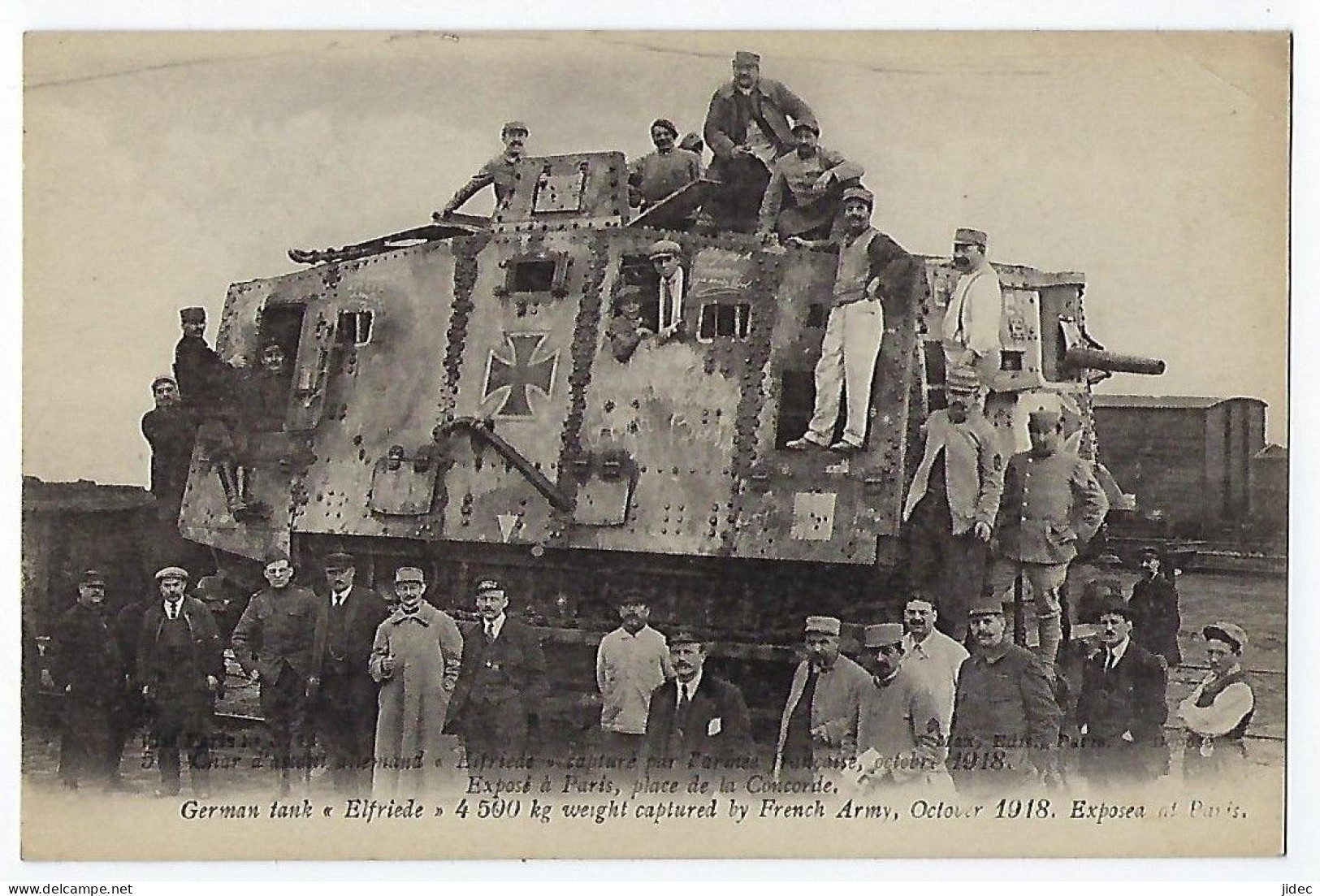 CPA Militaire Rare Char D'assaut Allemand Eifriede Ou Elfriede Capturé Pae L'armée Française En 1918 Poilu Tranchée Tank - Guerre 1914-18