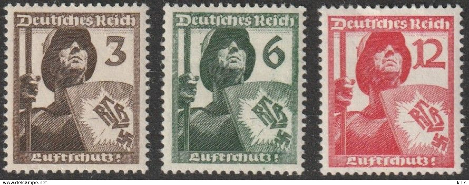 Deut. Reich: 1937, Mi. Nr. 643-45, Luftschutz.  **/MNH - Neufs