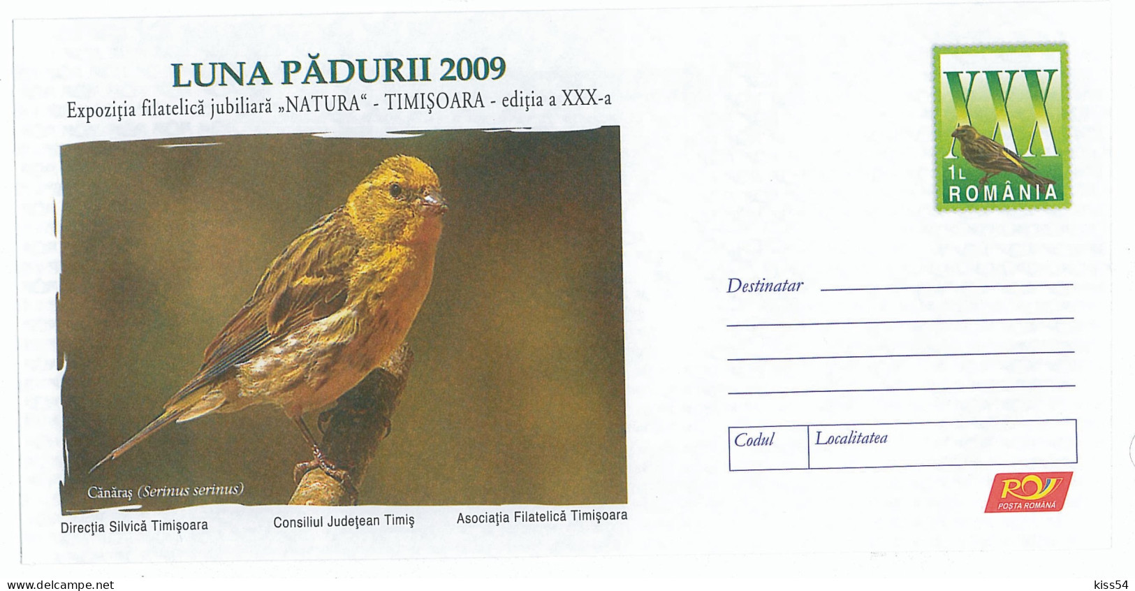 IP 2009 - 5 BIRD, Serinus, Serinus - Stationery - Unused - 2009 - Entiers Postaux