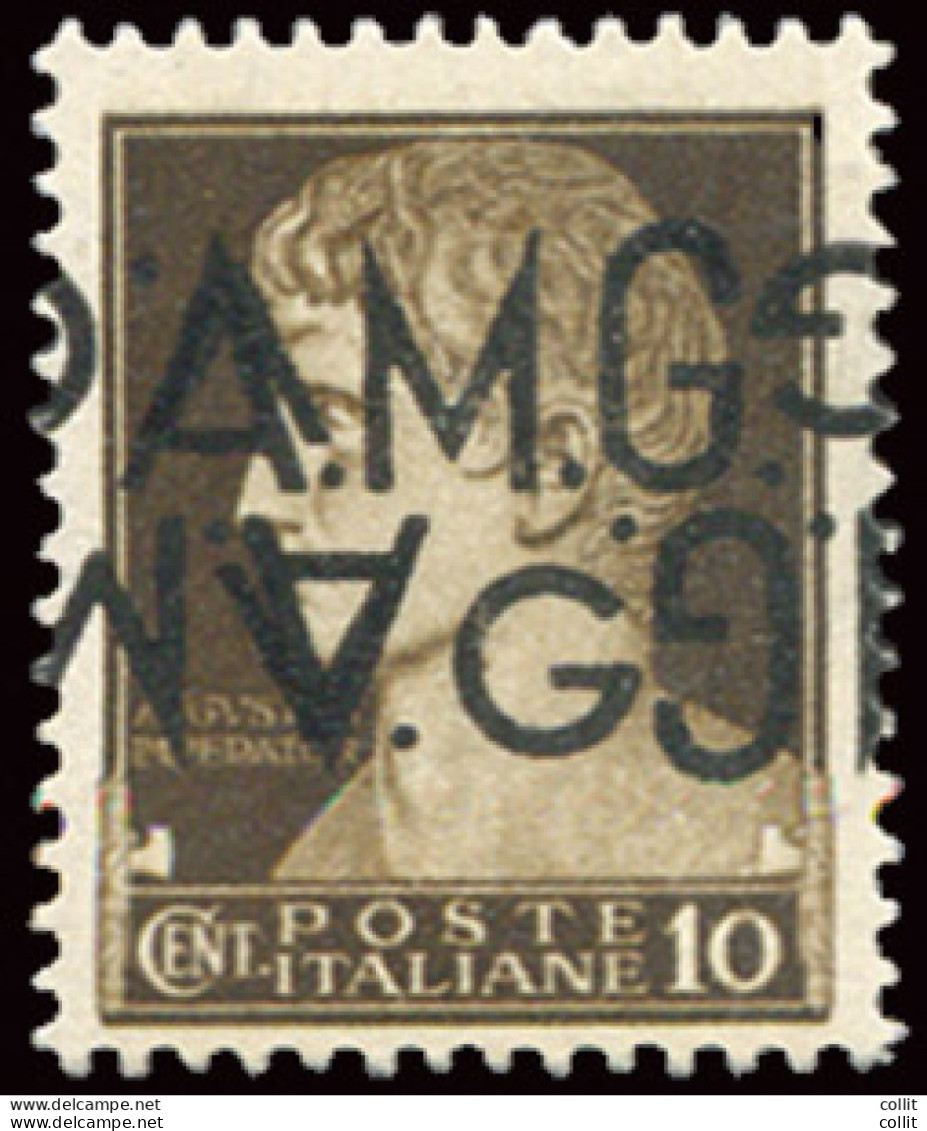 AMG. VG. - Cent. 10  Varietà Doppia Soprastampa Di Cui Una Capovolta - Mint/hinged