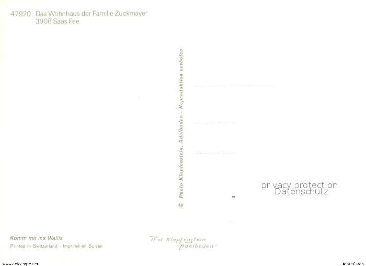 13637810 Saas-Fee Wohnhaus Der Familie Zuckmayer Walliser Alpen Saas-Fee - Autres & Non Classés