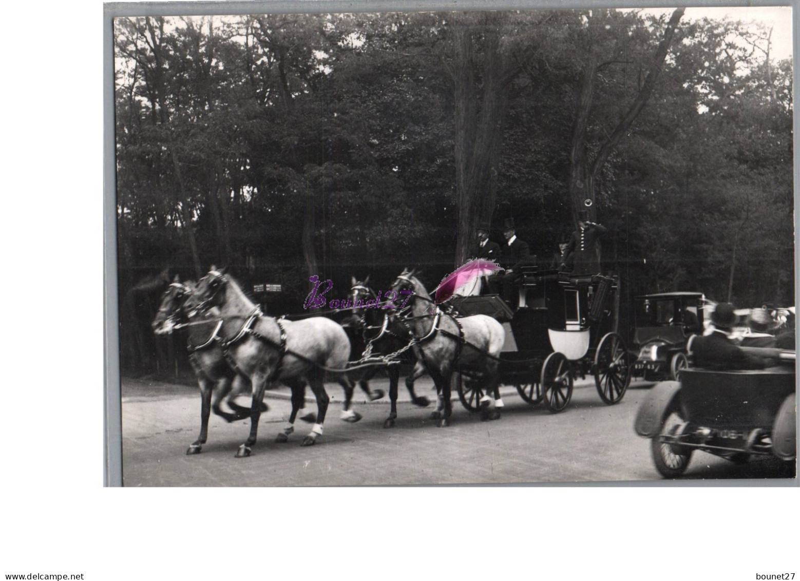 PARIS 1900 - La Promenade Dans Le Bois De Boulogne Carte Repro Ed. Yvon Carte Vierge Cheval Carosse Caleche  - Sonstige & Ohne Zuordnung