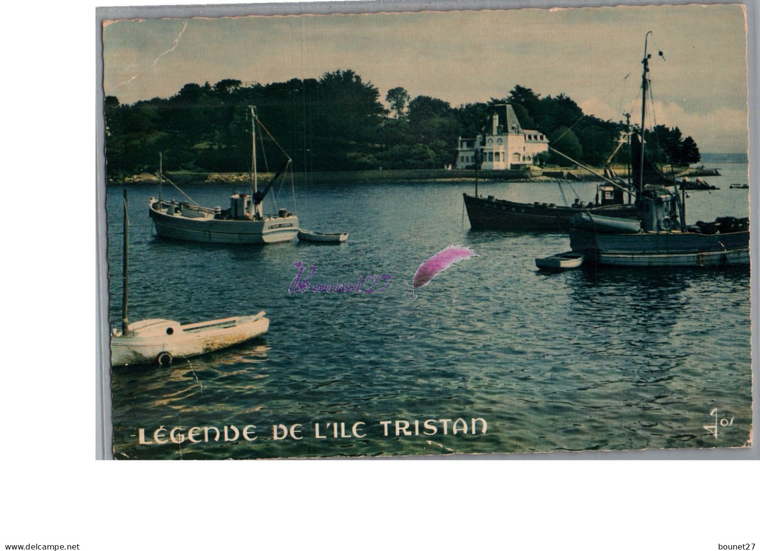 BRETAGNE - La Legende De L'ILE TRISTAN Histoire Au Dos Bateau Voilier  Carte Vierge  - Bretagne