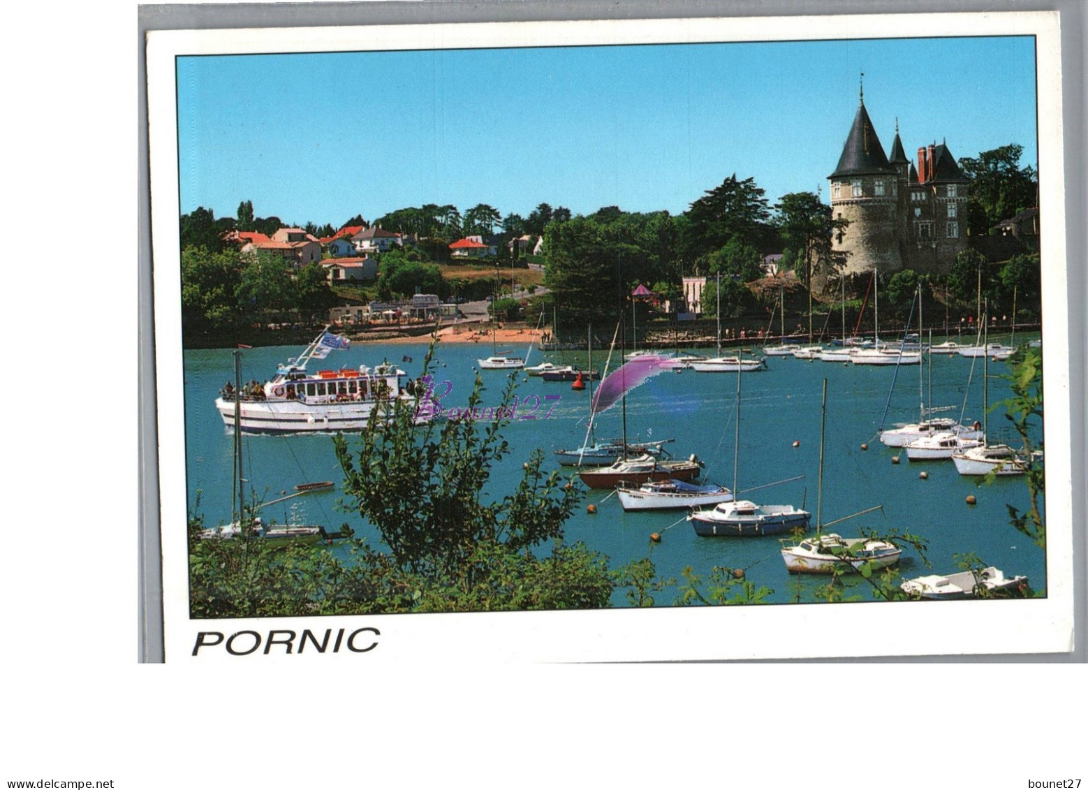 PORNIC 44 - Le Port La Plage Et Le Château Carte Vierge  Bâteau Voilier  - Pornic